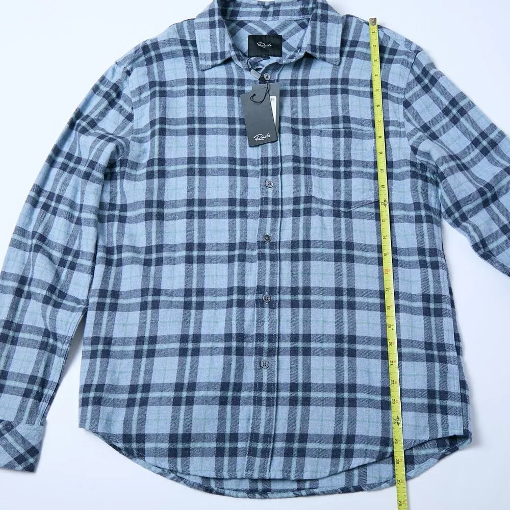 Rails Lennox Plaid Flannel Button Down Shirt Algae Melange Blue Medium NWT